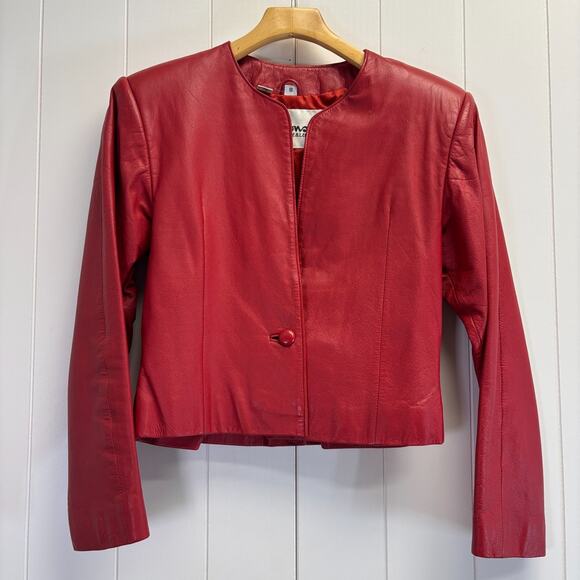 Vtg Wilsons Leather Womens Moto 80s 90s Punk Rocker Cropped Jacket Size S Red - Picture 1 of 10